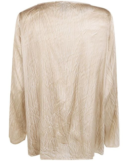 Avant Toi Natural Crumpled Effect Stretch Silk Blouse