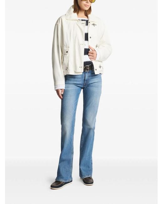 Fay White Wool Button Fastening Jacket