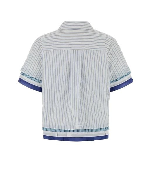 Loewe Blue Embroidered Cotton Blend Shirt