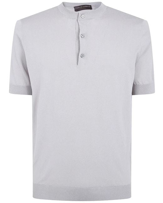 FILIPPO DE LAURENTIIS White "Serafino" Short Sleeves Sweater for men