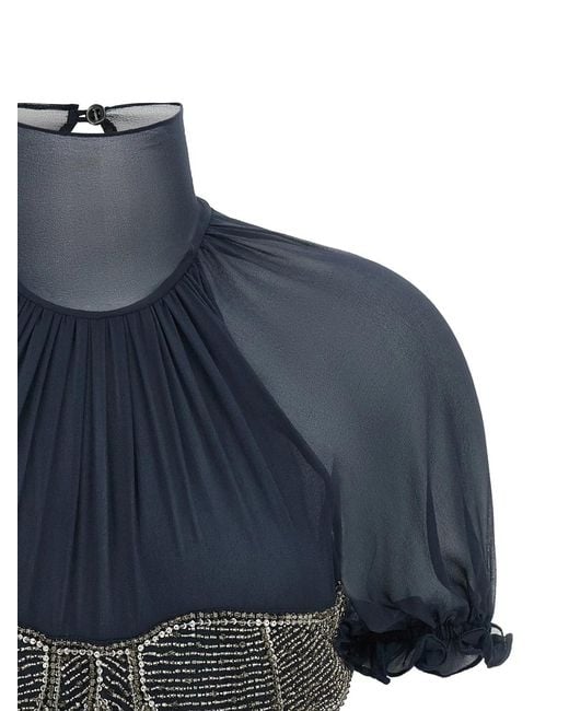 The Attico Blue Jewel Embroidery Top
