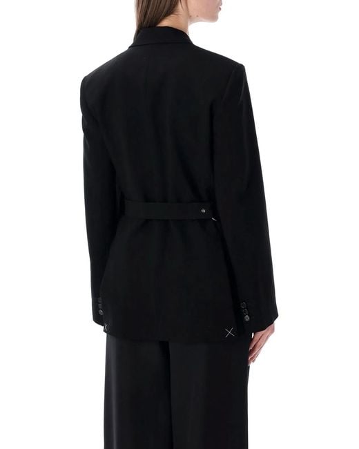 Loewe Black Draped Wool Wrap Jacket
