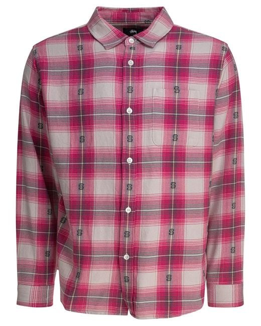 Stussy Pink Stussy Motif Plaid Shirt for men
