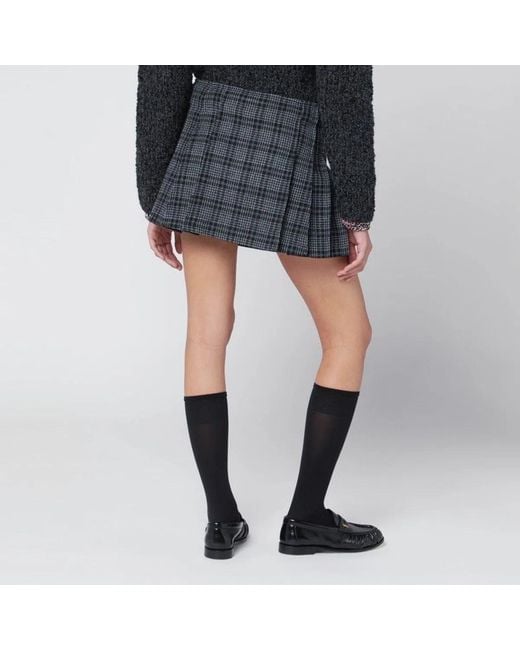 DURAZZI MILANO Black Check Kilt Mini Skirt