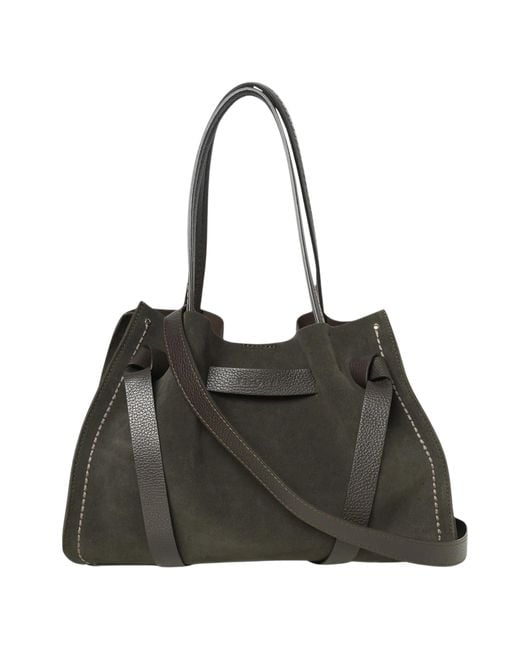 VISONA Black Vittoria Suede Tote Bag