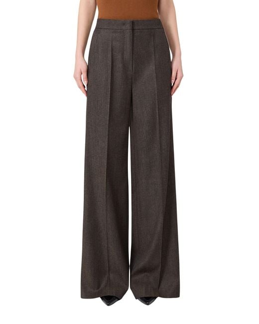 Max Mara Brown Denim-Look Wool Trousers