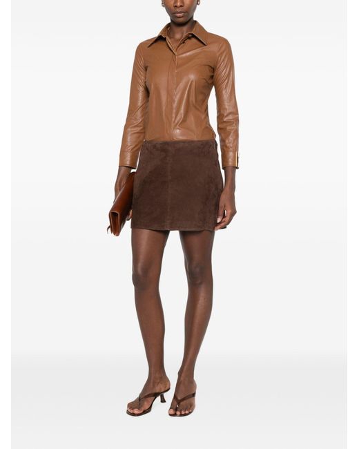 Elisabetta Franchi Brown Faux Leather Shirt