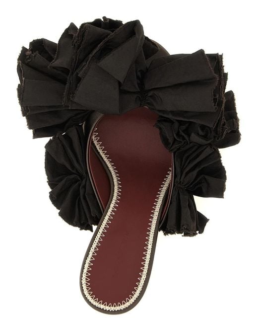 Magda Butrym Black Mule Flowers Taffeta