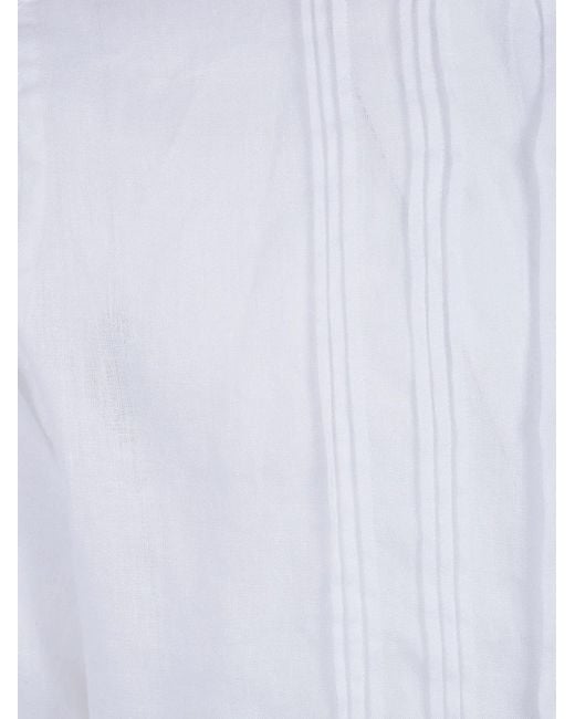 Tintoria Mattei 954 White Pleated Linen Shirt for men