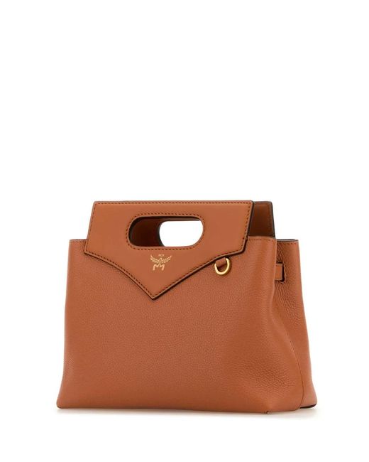 MCM Brown Caramel Leather Mini Soft Diamond Handbag