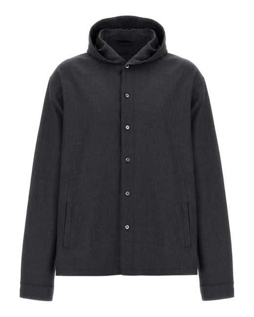Herno Black Giacca Corta Con Cappuccio for men