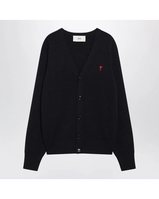 AMI Black Ami De Coeur Cardigan for men