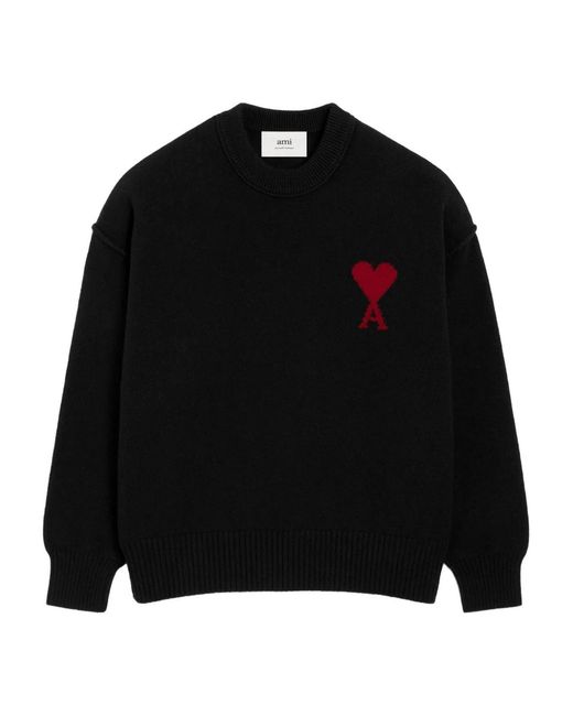AMI Black Wool Ami De Coeur Sweater for men