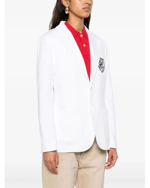 Polo Ralph Lauren White Crst Kn Blazer