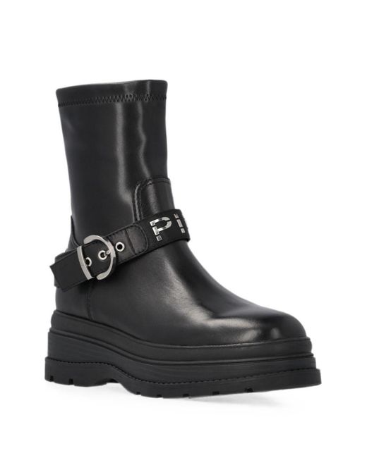 Pinko Black Leather Rubber Shoes