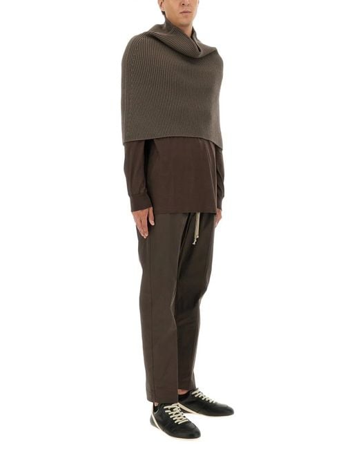 Rick Owens Brown Knitted Cape for men
