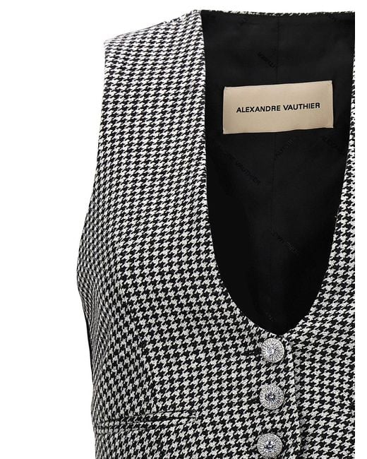 Alexandre Vauthier Black Houndstooth Waistcoat