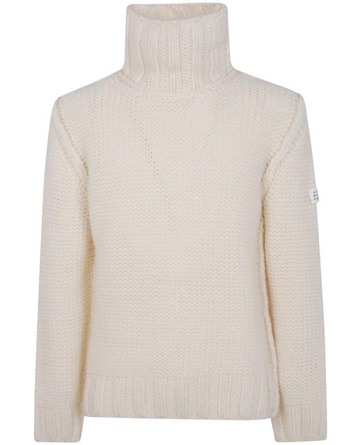 MM6 by Maison Margiela White Chunky Knit Turtleneck Sweater for men