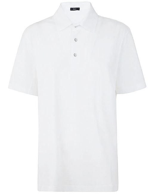 Herno White Crepe Polo for men
