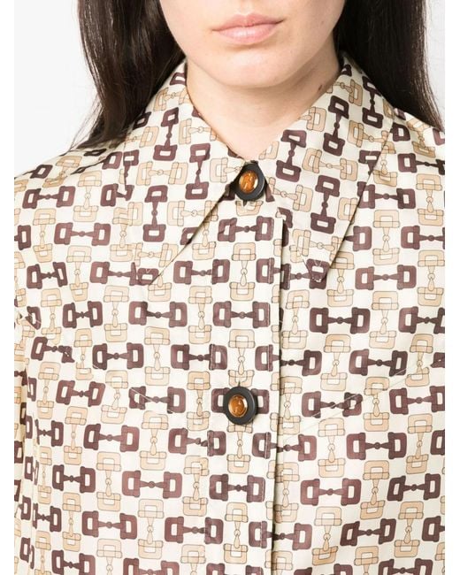 Gucci White Horsebit Print Coat