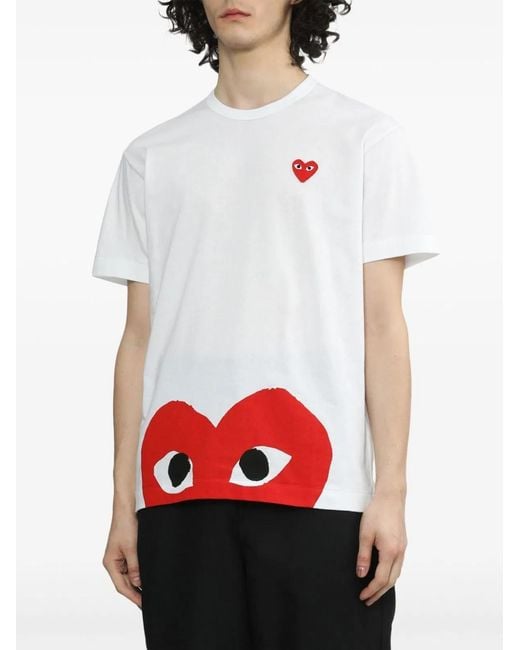COMME DES GARÇONS PLAY White Cotton T-Shirt for men