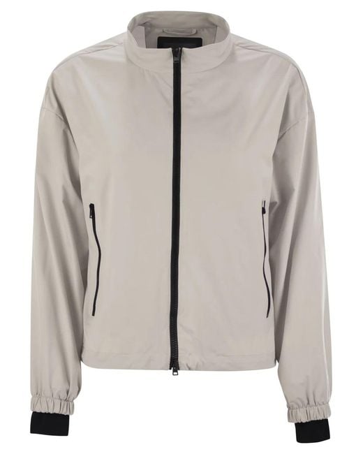 Herno Gray Laminar Bomber Jacket With Zip