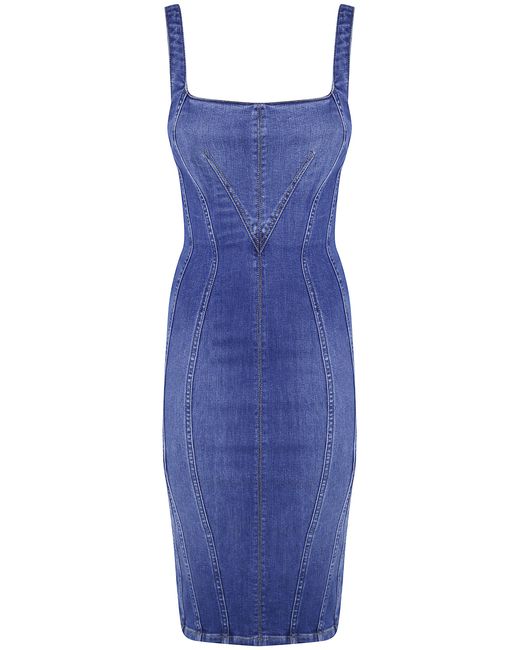 Elisabetta Franchi Blue Jeans Midi Dress