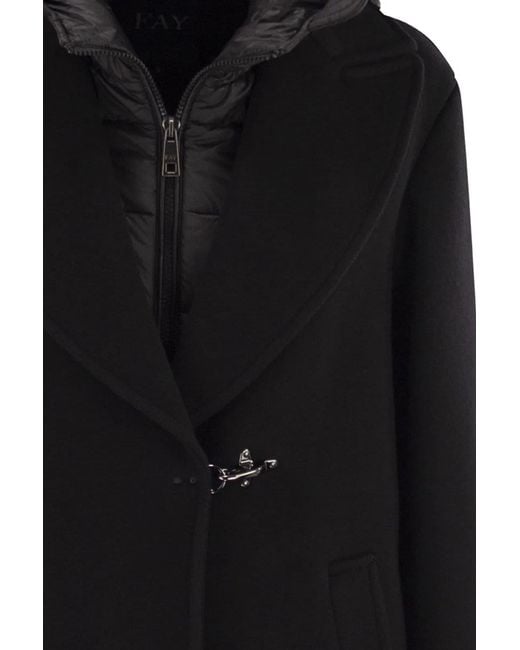 Fay Black Double Front Coat