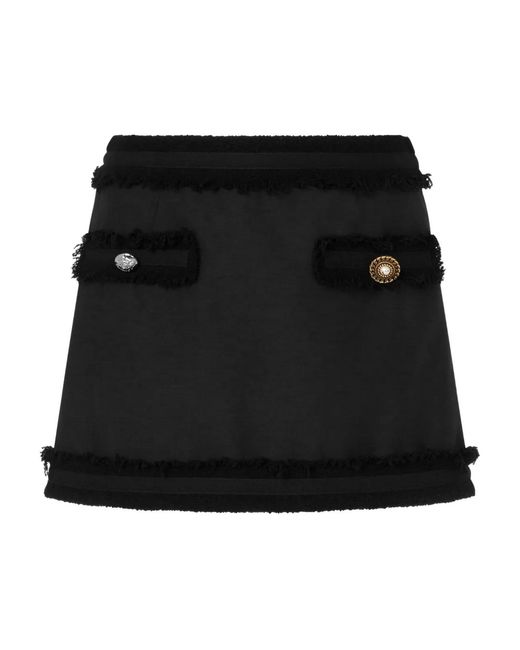 Moschino Couture Black Wool Boucle Stretch Skirt