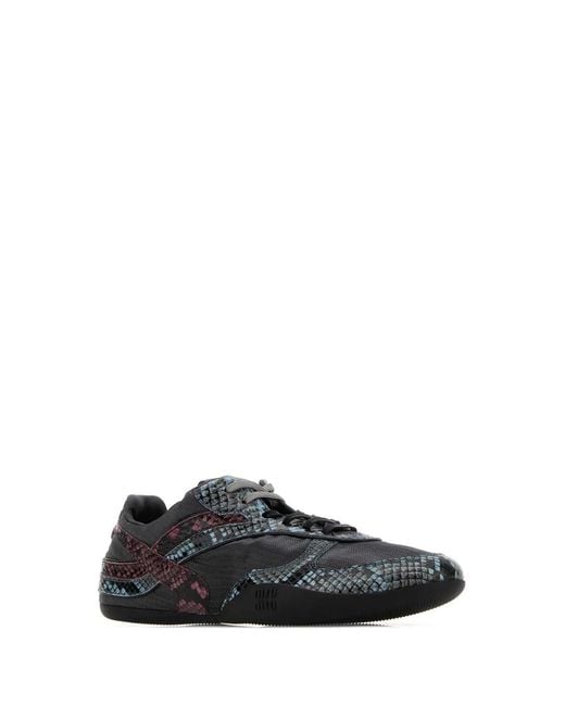 Miu Miu Black Fabric And Leather Sneakers