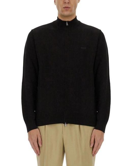 Boss Black Shirt With Zip for men