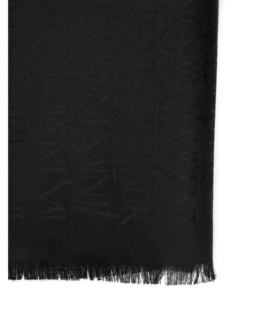 Saint Laurent Black Silk Jacquard Scarf