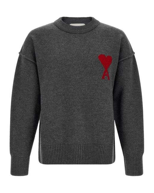 AMI Gray 'Ami De Coeur' Sweater for men