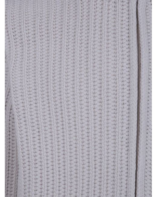 Barba Napoli Gray Wool Cashmere Viscose Full Zip Sweater for men