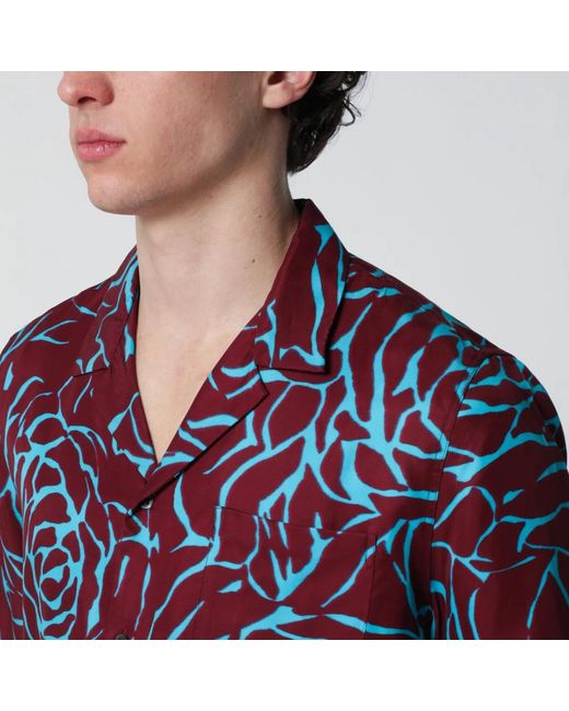 Dries Van Noten Black Shirt With Archive Rose Print for men