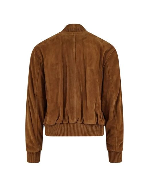 AMI Brown Suede Leather Zipped Jacket for men