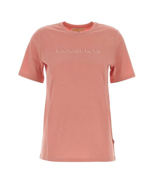 MICHAEL Michael Kors Pink Michael By Michael Kors Mk Shdw Embssed Logo Tee