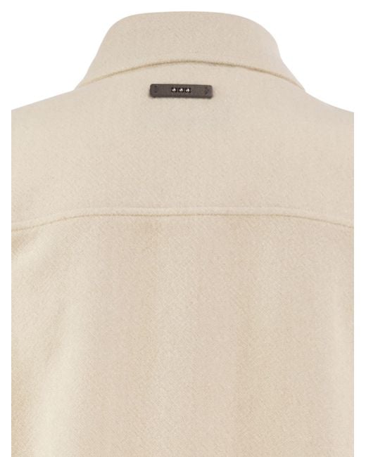 Peserico Natural Virgin Wool Overshirt With Cashmere And Metallic Yarn