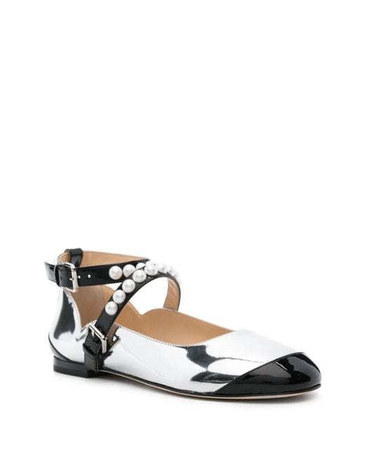 Mach & Mach White Mach & Mach Leather Bicolor Ballets