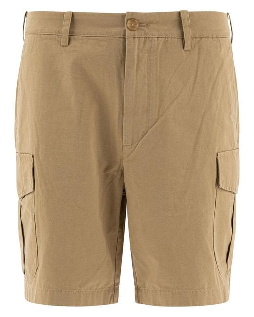 Vince Natural Cotton And Linen Cargo Shorts for men