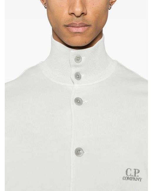 C P Company White C.P.Company Diagonal Fleece Cotton Sweatshirt for men