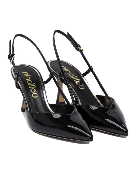 Ninalilou Black Leather Heeled Shoes