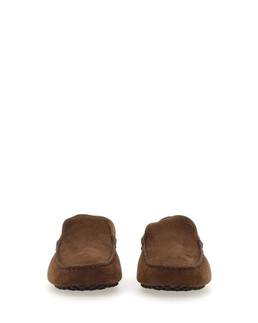 Tod's Brown Rubberized Moccasin for men