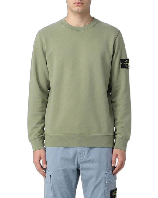 Stone Island Green Logo-Patch Sweater for men