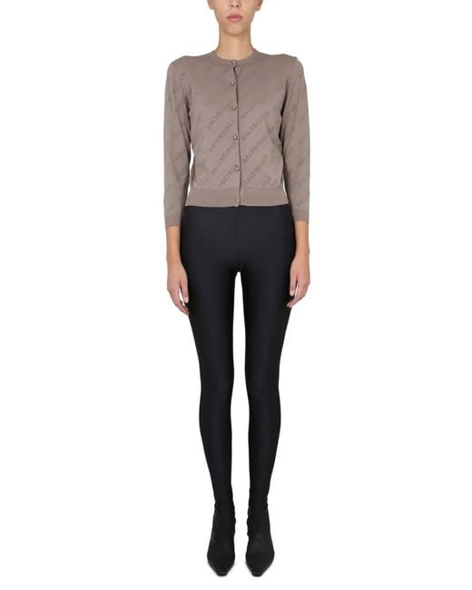 Balenciaga Gray Allover Logo Cropped Cardigan