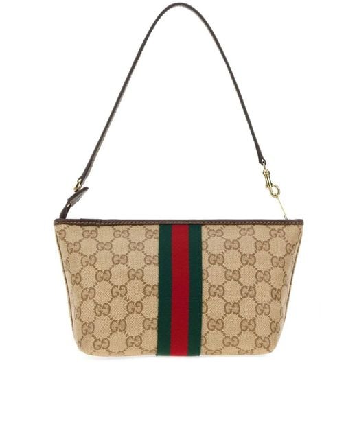 Gucci White Small Pouch With Strap And Web
