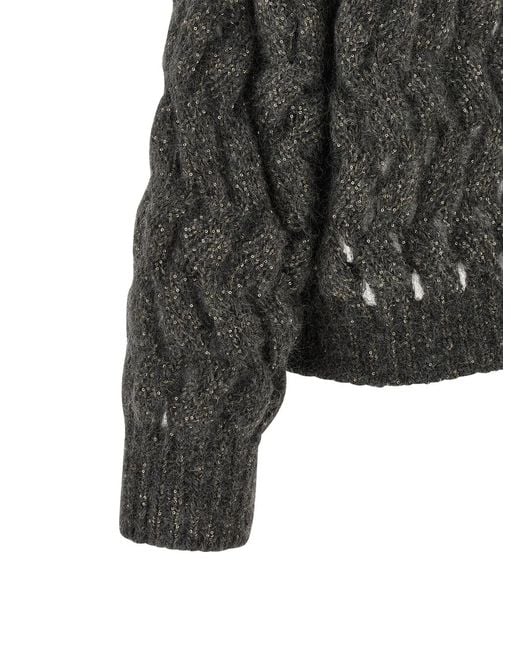 Brunello Cucinelli Gray 'Dazzling Waves' Sweater