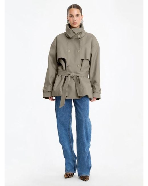ROTATE BIRGER CHRISTENSEN Natural Short Trench Coat