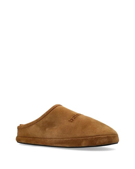 Balenciaga Brown Alaska Suede Leather Slippers for men