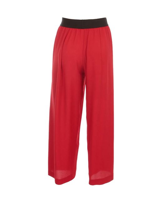 Maria Calderara Red Pants Wide Leg Crepe